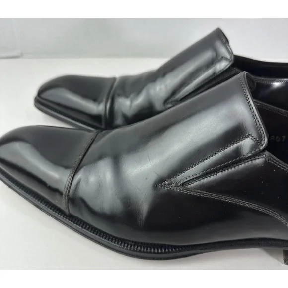 Caporicci Made in Italy Black Leather Cap-Toe Slip-On Dress Shoes Men’s 8.5 G - Picture 12 of 16